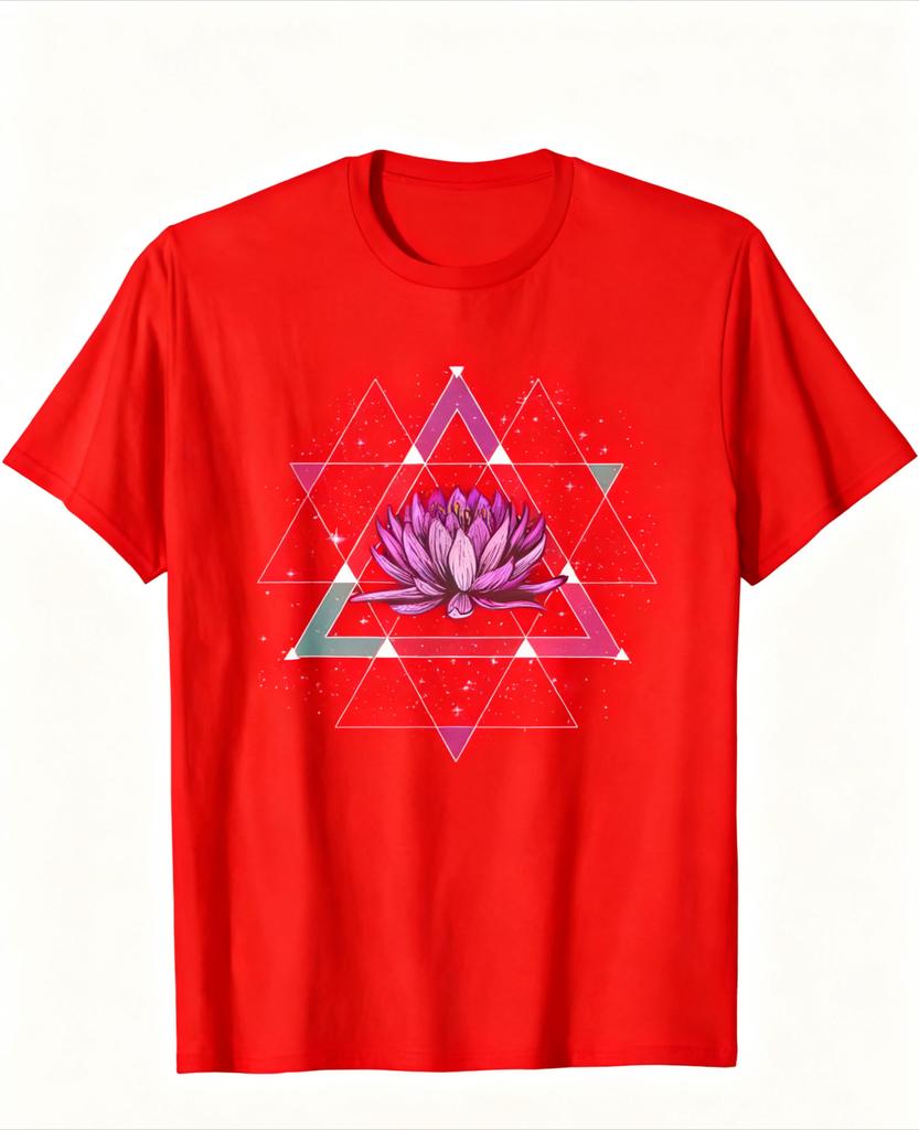 Mystische Lotus Geometrisches T-Shirt Spirituelles Grafik-T-Shirt für Meditation Mystik-Enthusiasten Yoga Meditation Heilig Unisex-T-Shirt