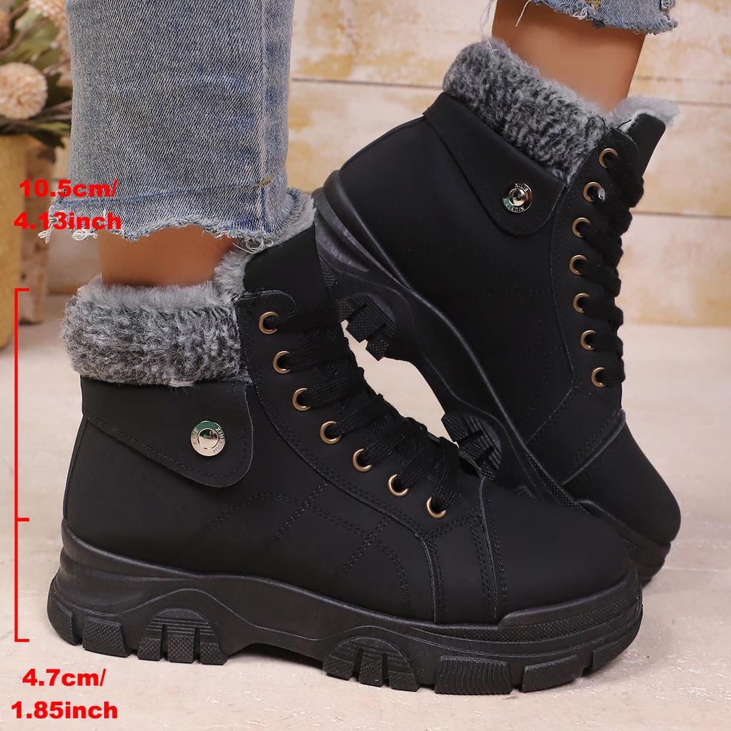 Fashion Fashion Cotton Boots Winter New Round Toe Platform Anti-Slip Wear-Resistant Booties  Style Fleece Thickened Warm Cotton Shoes