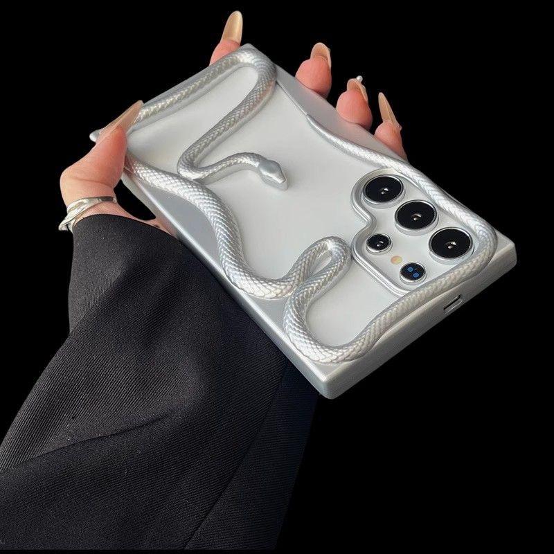 Silikonový kryt s 3D hadím pokovením, nárazuvzdorný, měkký, dutý, pro Samsung S25 Ultra S24 S23 FE S22 A56 A16 A36 A55 A06 A15 A26