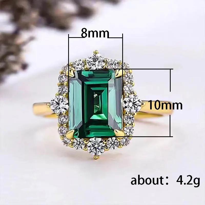 Anello vintage in oro 18 carati con smeraldo, stile palazzo, con zirconi colorati, regalo per anniversario di matrimonio.
