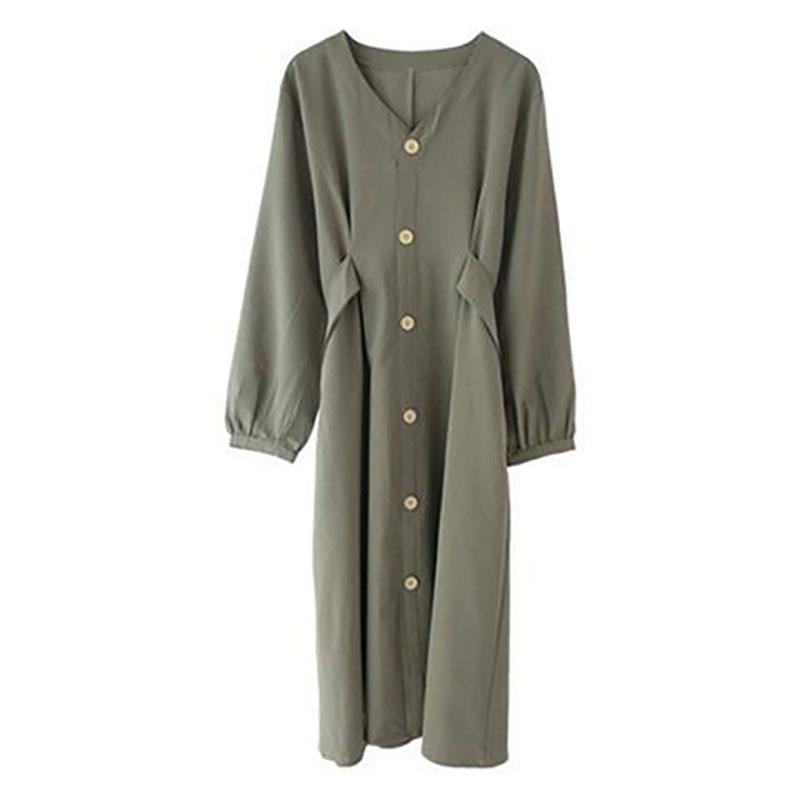 Japanese Vintage Style V-neck High Waist Lace Up Waist Dress