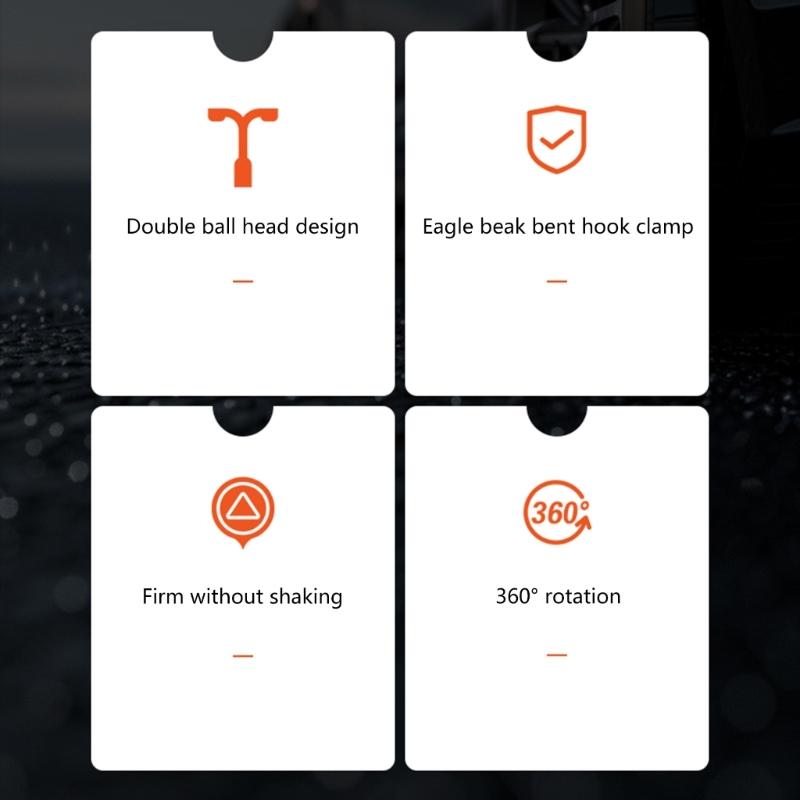 17MM Double Head Car Mobile Holder Accessory With 360 Degree Rotation And Adjustable Viewing Angle For Various Vehicle