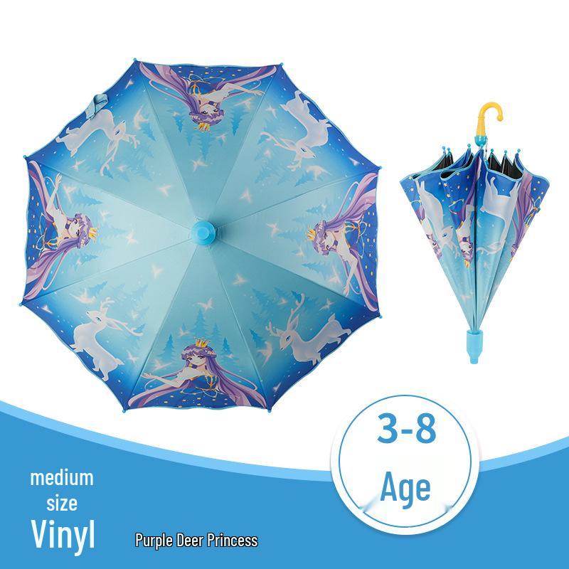 Automatic Dual-Use Kids' Umbrellas - Princess Design for School and Kindergarten