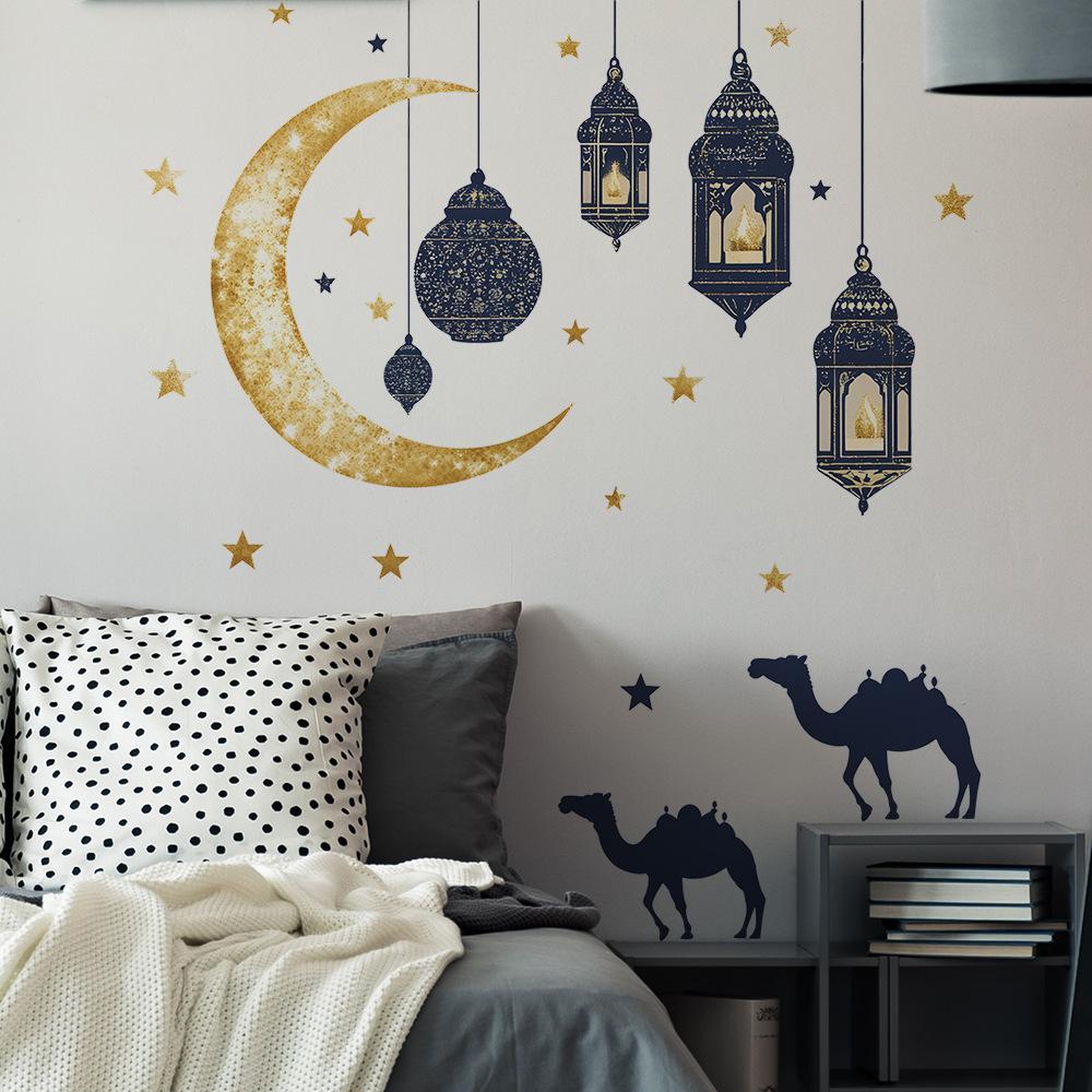 Style: Star And Moon Chandelier, Camel Combo Wall Sticker, Bedroom Living Room, Study Room, Home Decoration Wall Sticker
