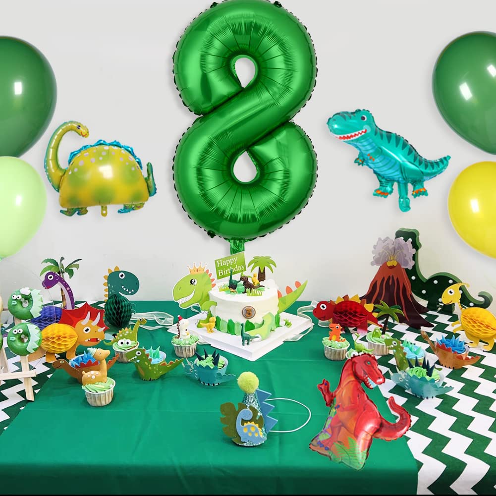 18Pcs Dinosaur Birthday Balloons Set Number Balloon Dino Theme Birthday Decorations for Boy Dinosaur Party Balls