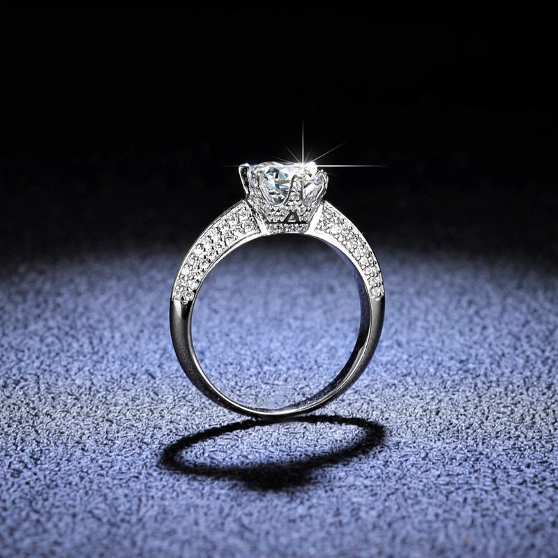 Bague Ringen Luxury D Color 1 Carat Moissanite Diamond Ring Female S925 Sterling Silver Fine Jewelry For Wedding Adjustable Size