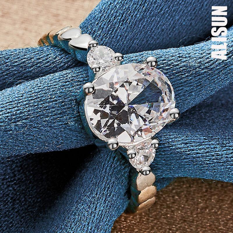 925 Sterling Silver AAA Zircon Ring Fashionable Wedding Jewelry