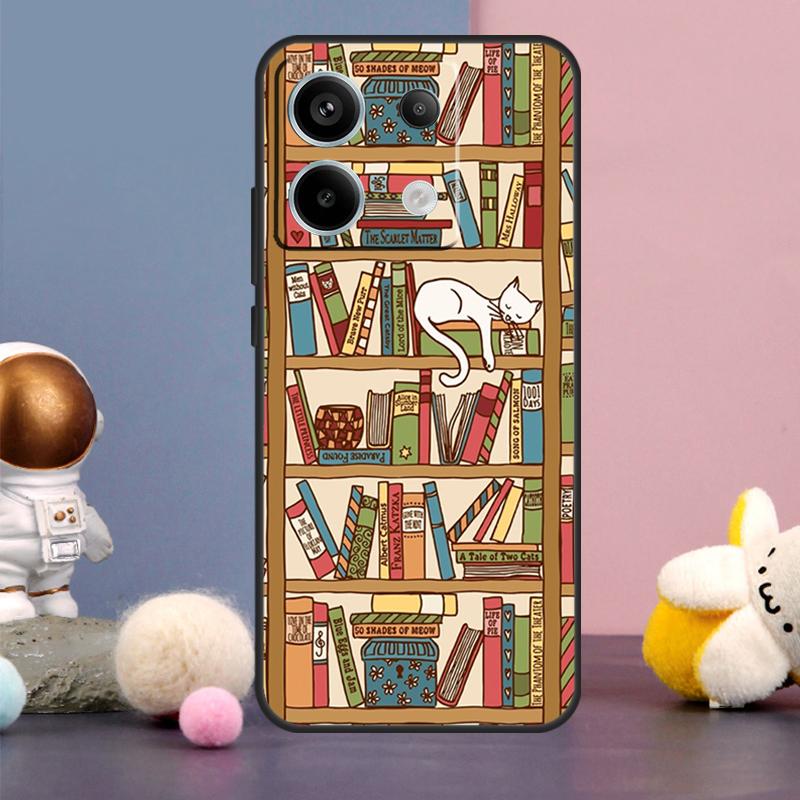 Read Books illustration Case For Xiaomi Redmi Note 14 13 9 10 11 12 15 Pro Plus Redmi 15 15C 14C 10C 12C 13C Cover
