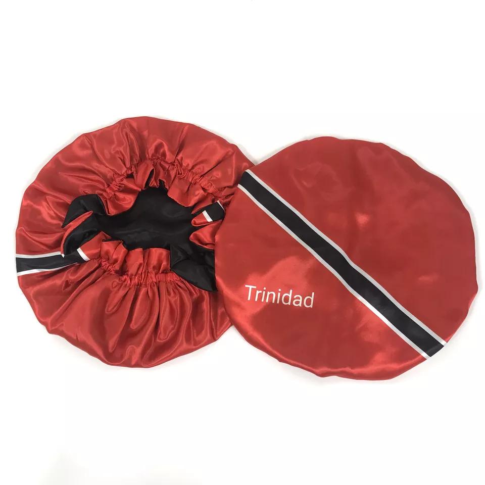 Hot Selling Reversible Satin Silk Flag Sleep Cap Bonnet with Custom Haitian Design for Party & Outdoor Use All Seasons