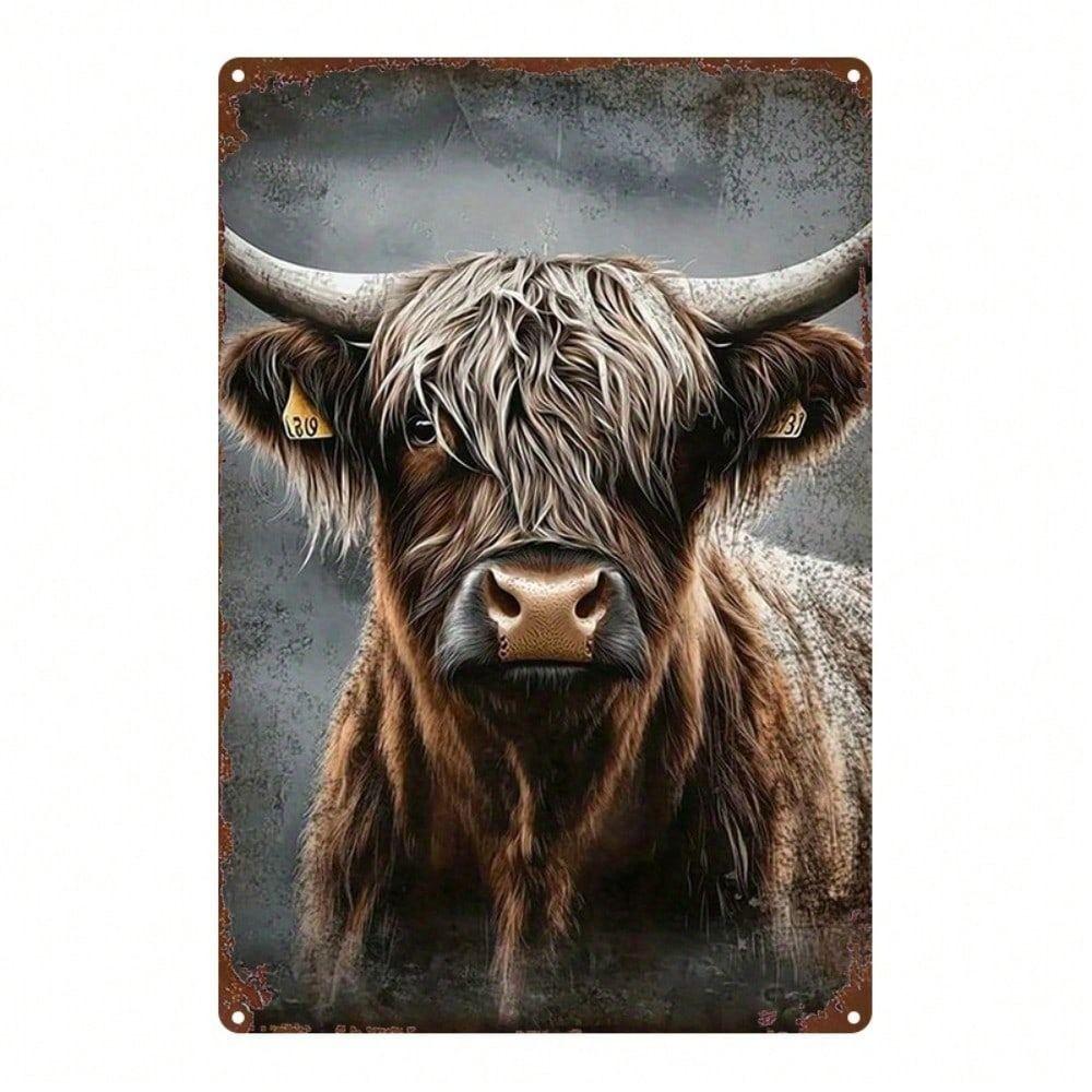 Vintage Highland Cow Metal Wall Art Decor