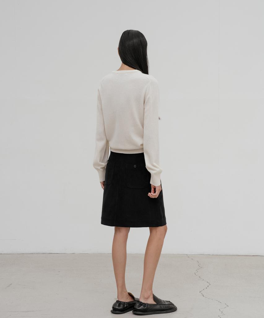 D Noah Braided Corduroy Skirt (Black)