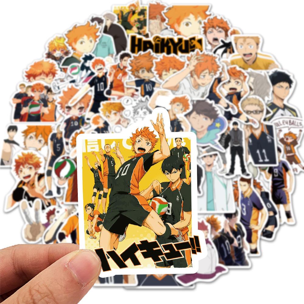 50pcs Cartoon Anime Haikyuu!! Stickers Decals Skateboard Laptop Suitcase Phone Diary Funny Waterproof Sticker for Kids Toys