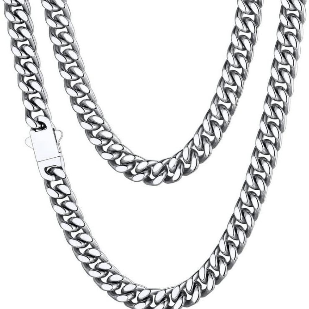 Naszyjnik ze stali nierdzewnej Tytanowa stal Czterostronnie szlifowany Szyfrowany łańcuch kubański Naszyjnik męski Hip hop europejski i amerykański