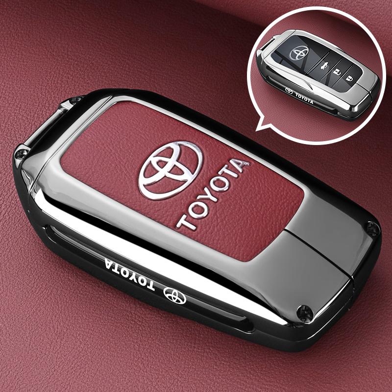 Leather Zinc Alloy Car Key Case for Toyota Corolla Hybrid 2021 Rav4 Land Cruiser Prado Camry Highlander Prius C-HR 2018+