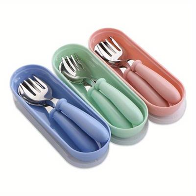 3-teiliges Löffel-Gabel-Box-Besteckset, tragbares Löffel-Besteckset, süßes Besteckset, geeignet für den täglichen Pendelgebrauch