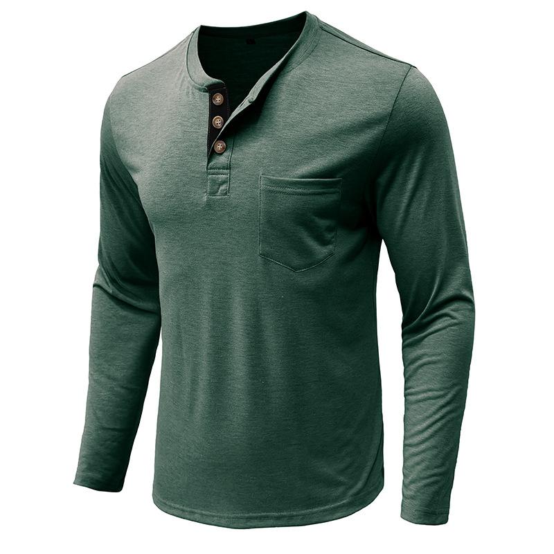 Cămași Henley cu mânecă lungă pentru bărbați, cu buzunar, ocazional, pline de top, de bază, Lenjerie de corp, tricouri cu 3 nasturi, tricou pentru antrenament sportiv Tricou pentru bărbați