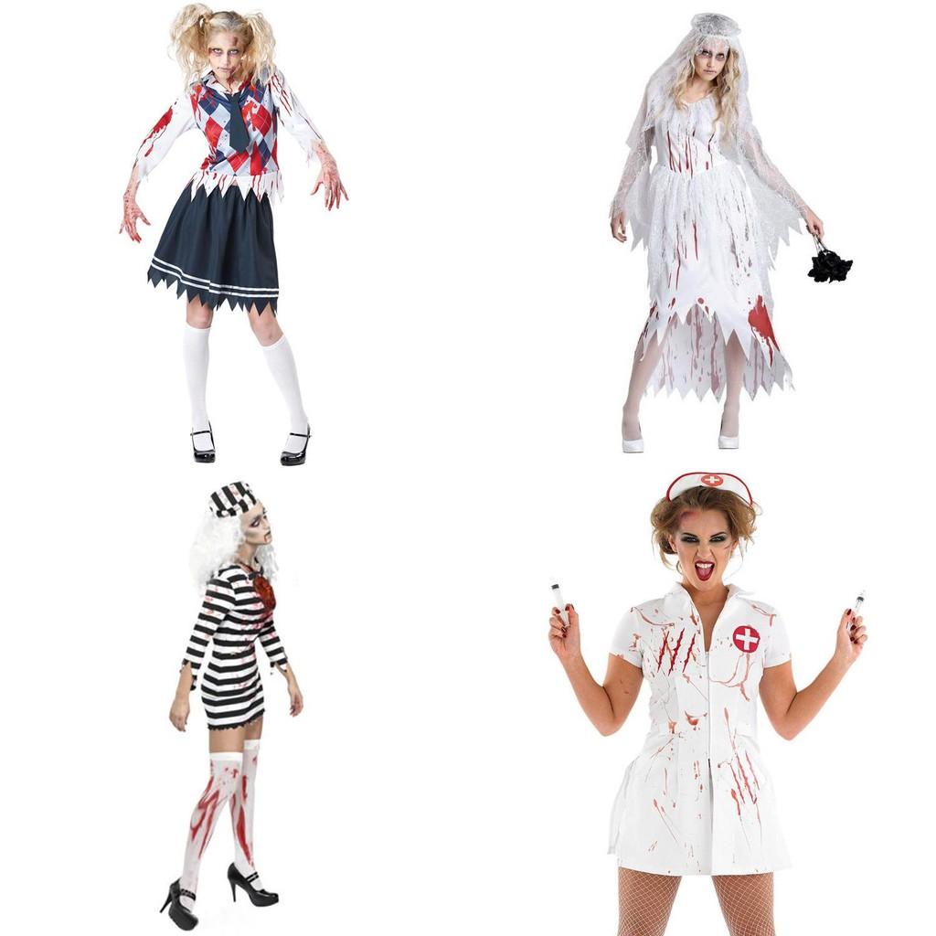 Straszny Kostium Cosplay Wampirzej Panny Młodej Dla Unisex na Halloween, Występy Sceniczne W Uniwersalnych Rozmiarach