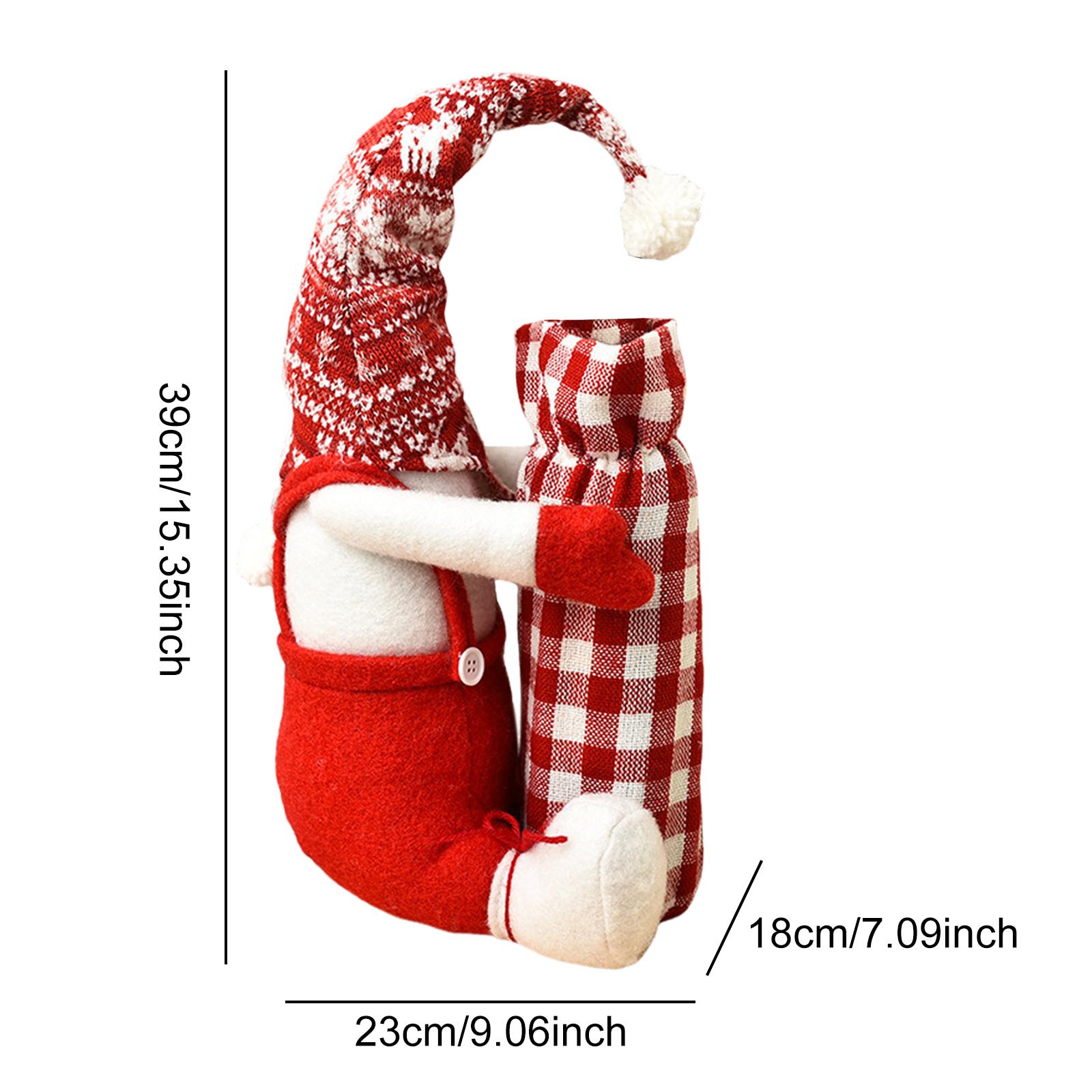 

1 шт. Рождественский безликий чехол для винной бутылки Рождественские хлопковые стоячие фигурки Рукав для винной бутылки для украшения рождественского стола белый