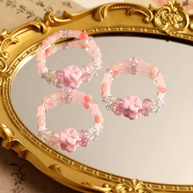 Elegant Dopamine Flower Designs Bracelet Crafted from Sturdy Resin Materials for Daily Wear and Styles Enhancement