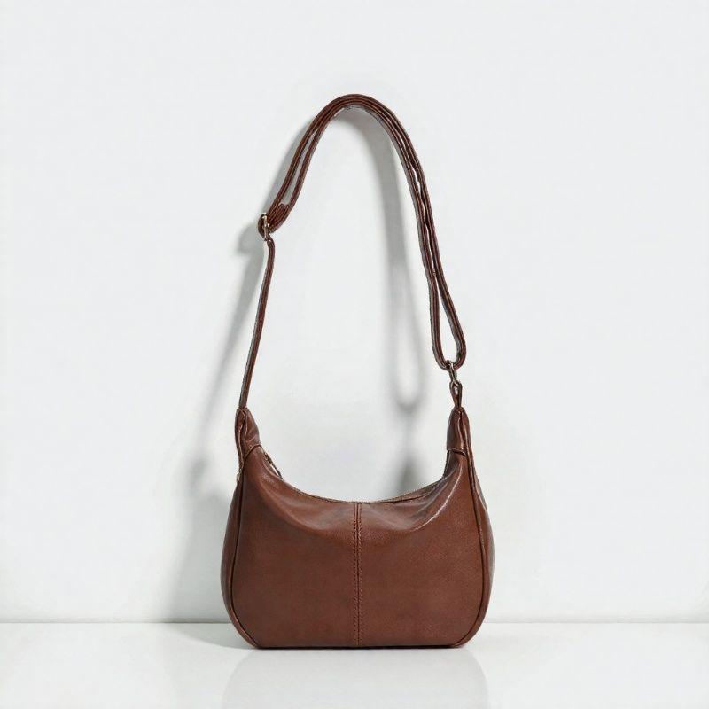 Dumpling bag Versatile women's portable shoulder bag Simple retro soft leather Maillard small tote bag Adjustable shoulder strap