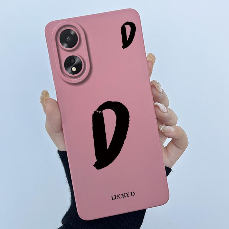 Case For Oppo A18 A38 A58 A78 4G Cover Camera Protection Cute Letter Liquid Silicone Soft Back Covers For Oppo A 38 A 18 Housing