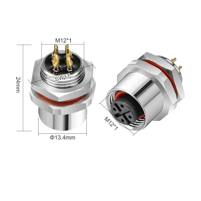 

Waterproof 4 Pin 5pin 8pin M12 Power Aviation Connector Screw Threaded Panel Mount Male Plug Female Socket LED Lighting IP67 D type