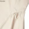 ZANZEA Women Elegant Square Collar Casual Sleeveless Midi Dress