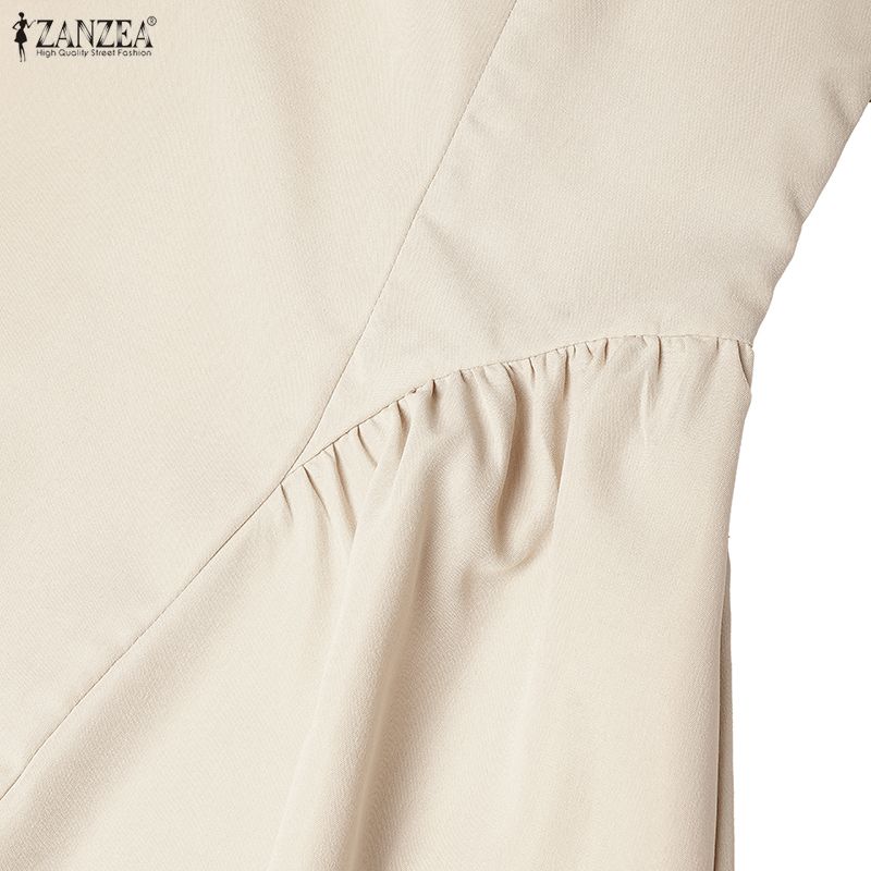 ZANZEA Women Elegant Square Collar Casual Sleeveless Midi Dress