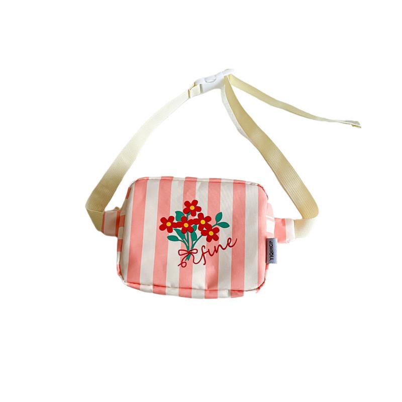 Modern Children s Small Chest Bag Chic Striped Backpack For Fashionable Kids розовый
