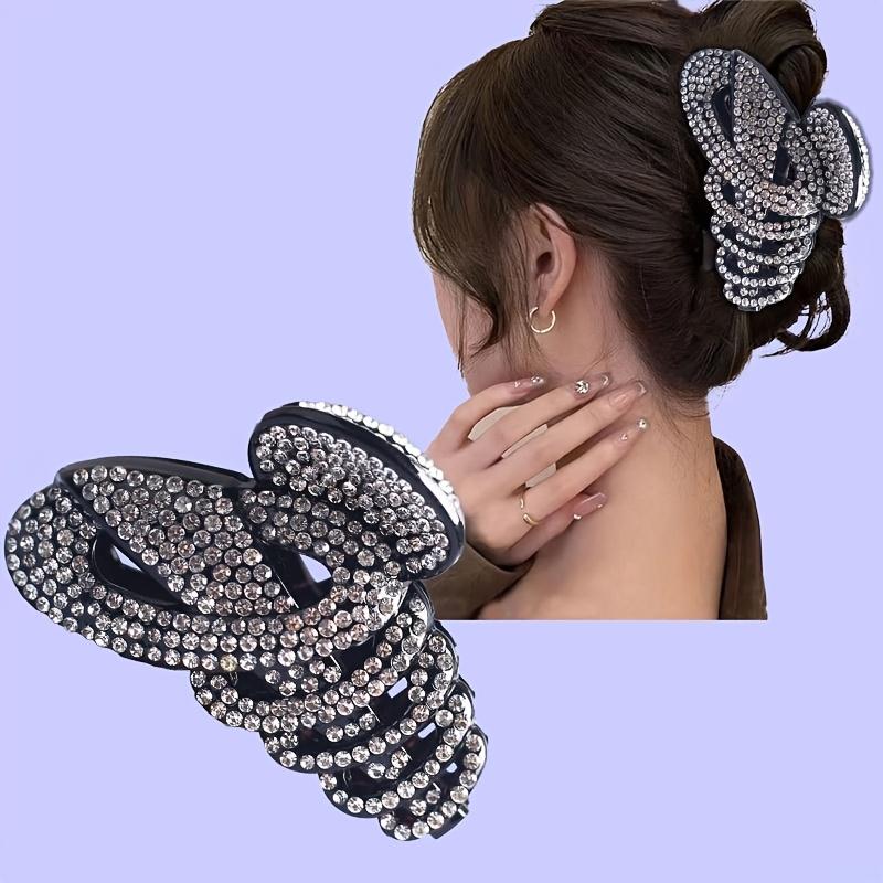 Light Luxury Rhinestone Decor Hair Grab Clip Vintage Non Slip Hair Claw Clip Hair Additions for Hair Decoration