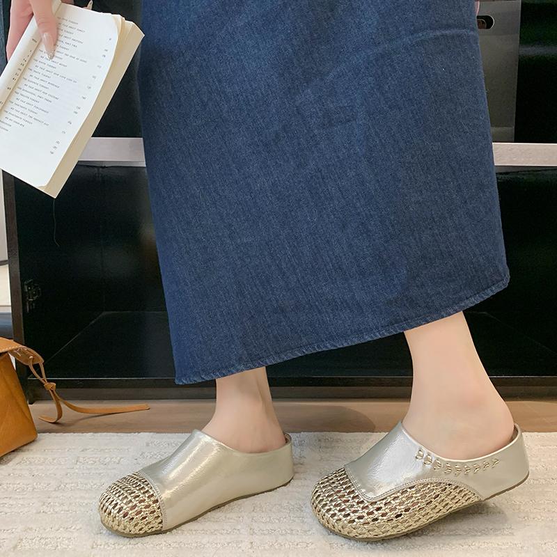 Flats Women Mules Shoes Slingback Casual Slippers Cozy Walking Dress 2025 New Woman Sandals Summer