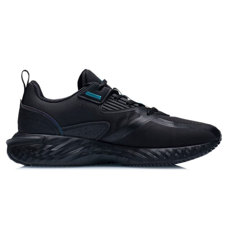 Li Ning Cloud Shield Fashion Abrasion Resistant Breathable Low Top Running Shoes Men's Black Blue AGLR233-2