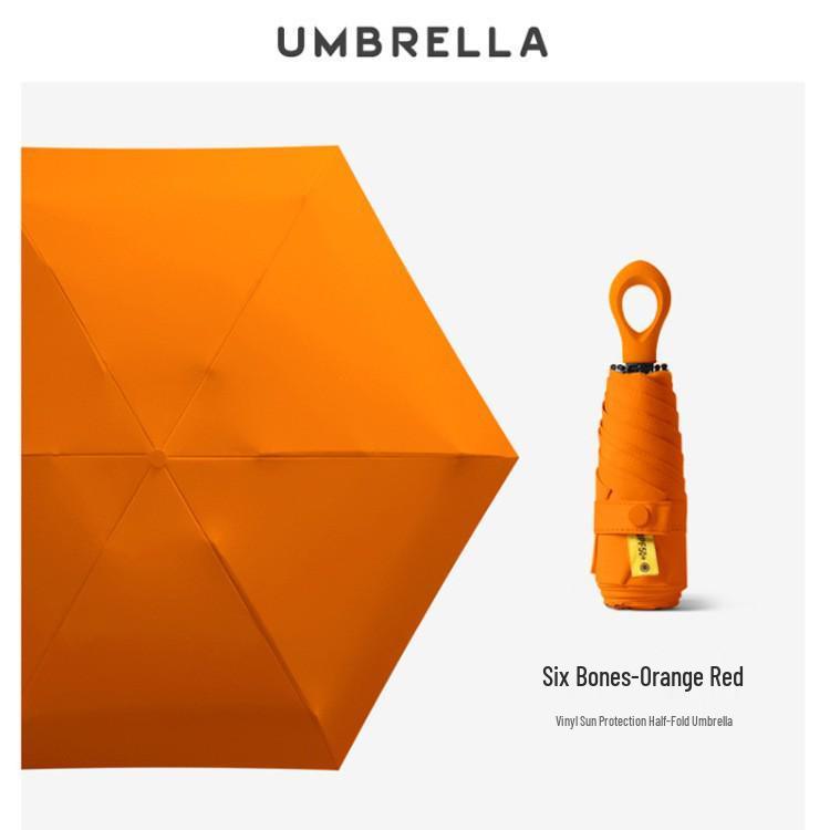 New Macaron Color Five-Fold Ultra-Light Sun Protection Compact Mini Umbrella with Buckle Handle
