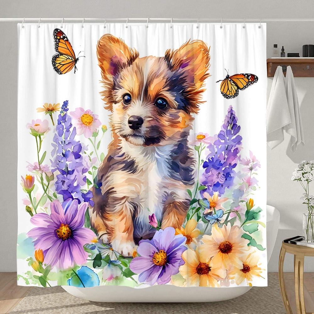 Farm Funny Animals Shower Curtain Highland Cow Cat Sunflower Floral Rustic Country Home Polyester Fabric Curtains Bathroom Decor