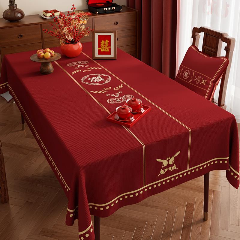 Wedding Red Dining Table Tablecloth Wedding Room Festive Atmosphere Tablecloth Living Room Coffee Table Tablecloth Rectangular