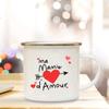 I Love Mom Dad Aunt Uncle Grandpa Grandma Print Enamel Mug Outdoor Water Coffee Cup Camping Mug Holiday Birthday Gift for Family
