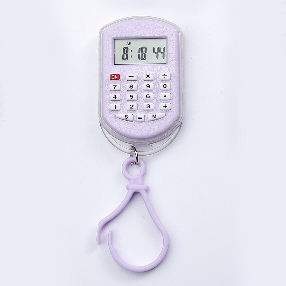 Mini Calcolatrice Portatile Portachiavi con Display dell'Ora Ciondolo Calcolatrice Cancelleria per Studenti