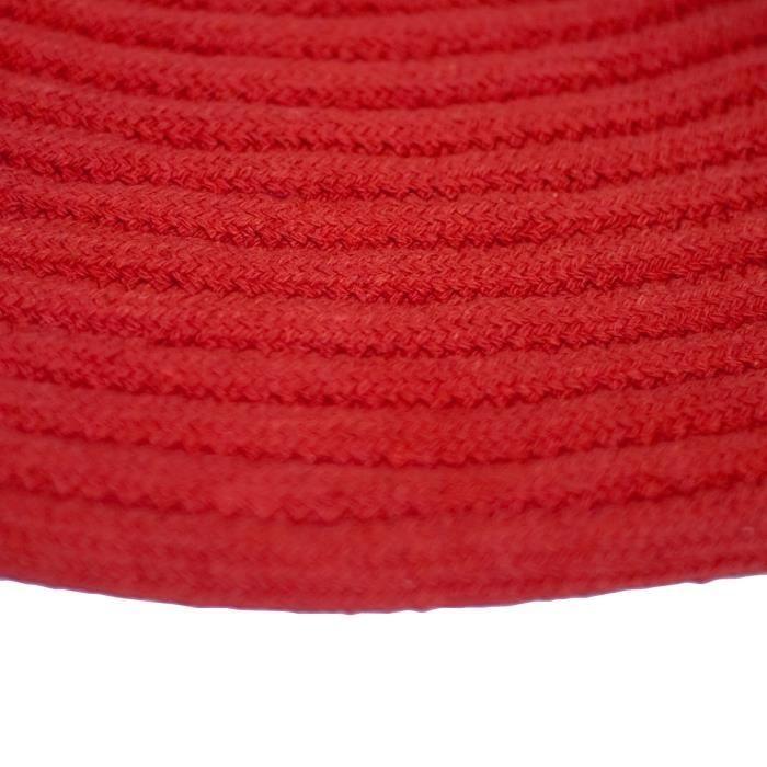 TAM TAM Tapis en coton réversible effet cordage diamètre 70 cm - Rouge