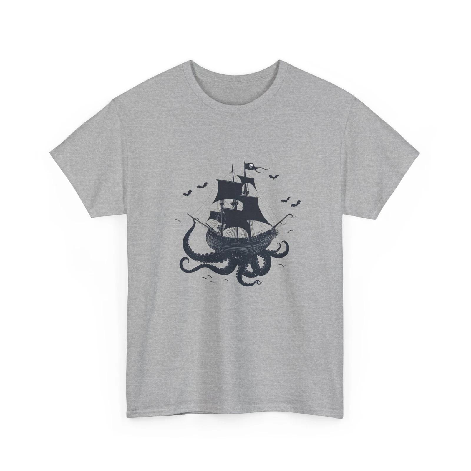 Pirate Ship Kraken Tentacles Cryptozoology T-Shirt | Cryptid Hunter Shirt S