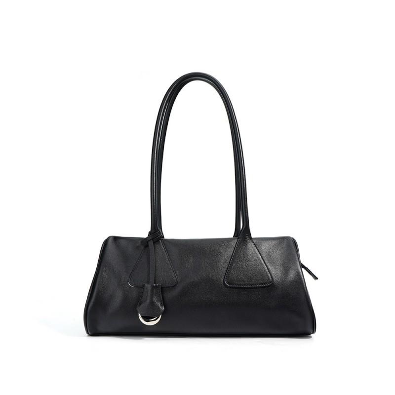 

Shoulder Bag Simple Versatile Fashionable French Stick Underarm Women s Commuter High End Leather Handbag 33x20x15cm чёрный