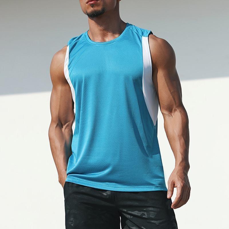 

Модные быстросохнущие мужские спортивные майки без рукавов, дышащие майки для фитнеса и тренировок, мужские топы для бега с круглым вырезом M