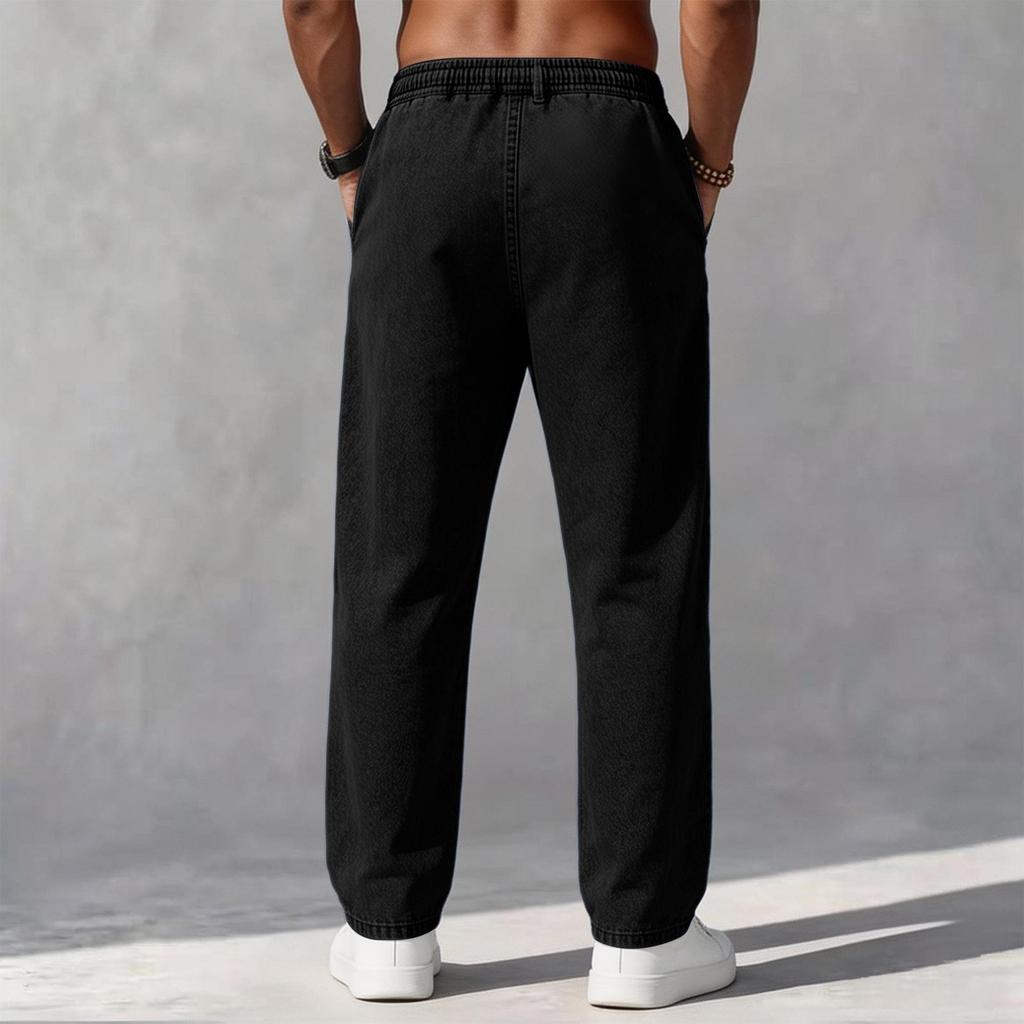 Men's Casual Loose Fit Straight Wide Leg Denim Jeans, Versatile Everyday Pants
