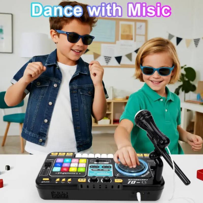 Childrens Dj Turntable Toy With Microphone For Interactive Play