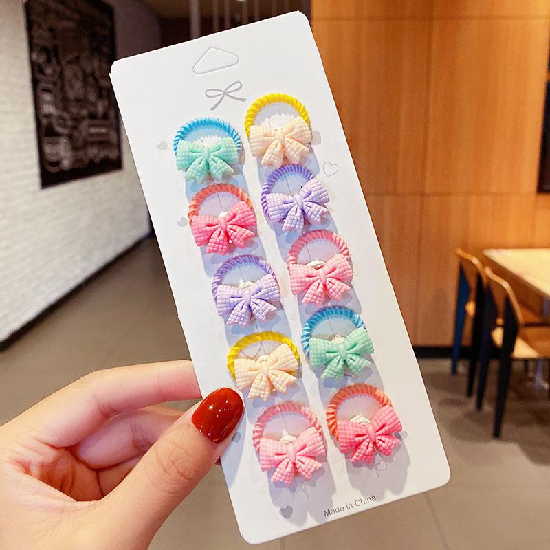 

10 шт./набор Милые мультяшные резинки для волос с цветами для девочек, маленькие эластичные резинки для волос, резинки для волос для детского хвостика, модный набор аксессуаров для волос