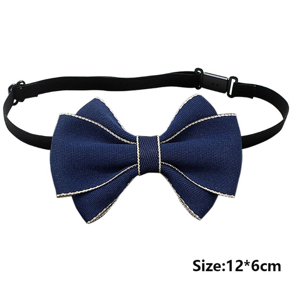 Polyester Neck Collar Adjustable Ribbon Bowtie Fashion Bow Tie Brooches Set  Business
