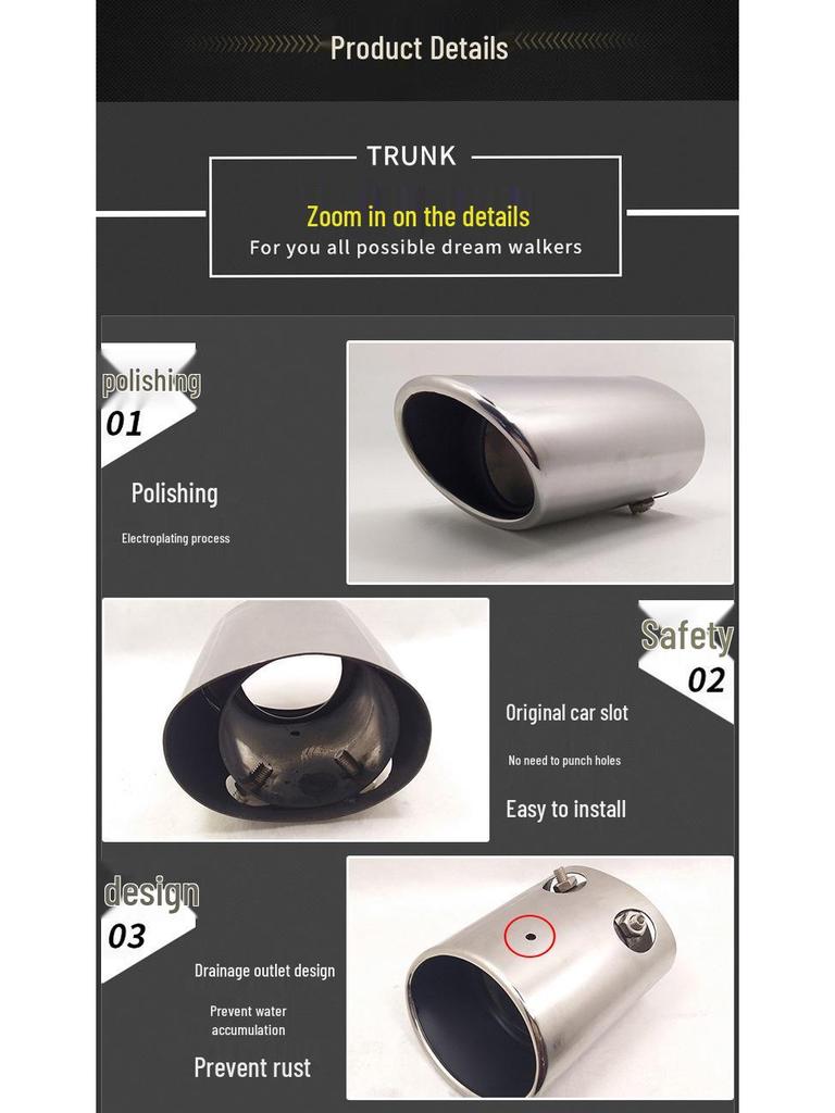 Stainless Steel Black Exhaust Pipe Tail for Civic