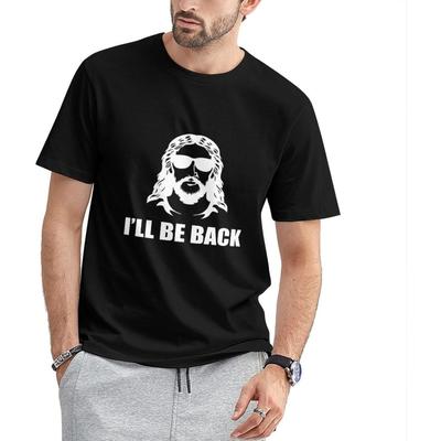 Herren Neuheit T-Shirts Ich komme wieder Jesus T-Shirt Lustiges Grafikdruck Design Oberteile Freizeit T-Shirts Baumwolle
