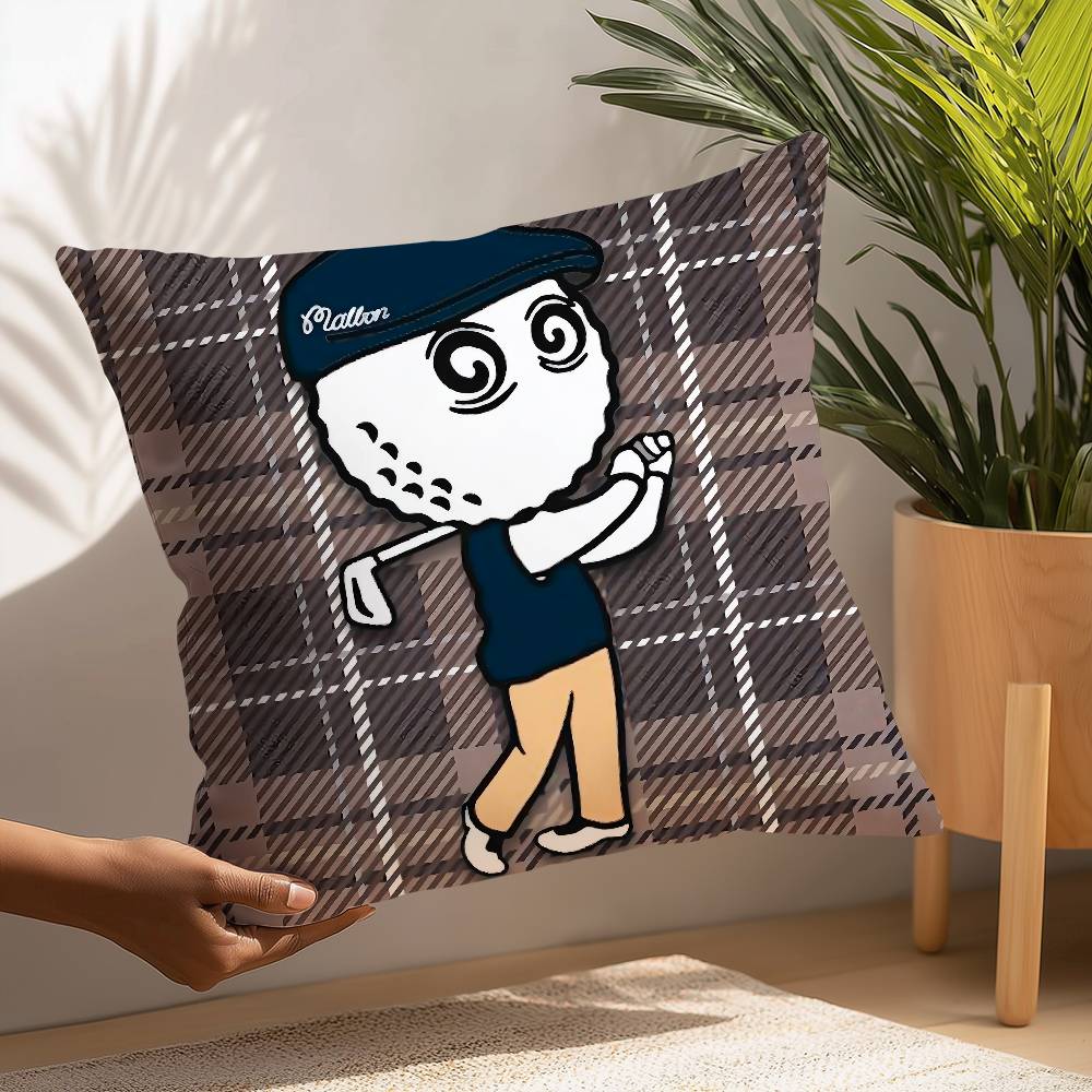 L-Leisure-M-M-Malbones Golf Pillow Case Square Double‑Sided Print Cushion Case For Sofa Home Bedchamber Decor Gift