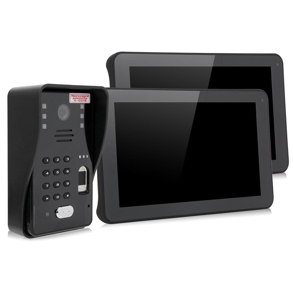 9in Video Doorphone Wired Wifi 2 Monitors Fingerprint Password IC Card Remote Access Control