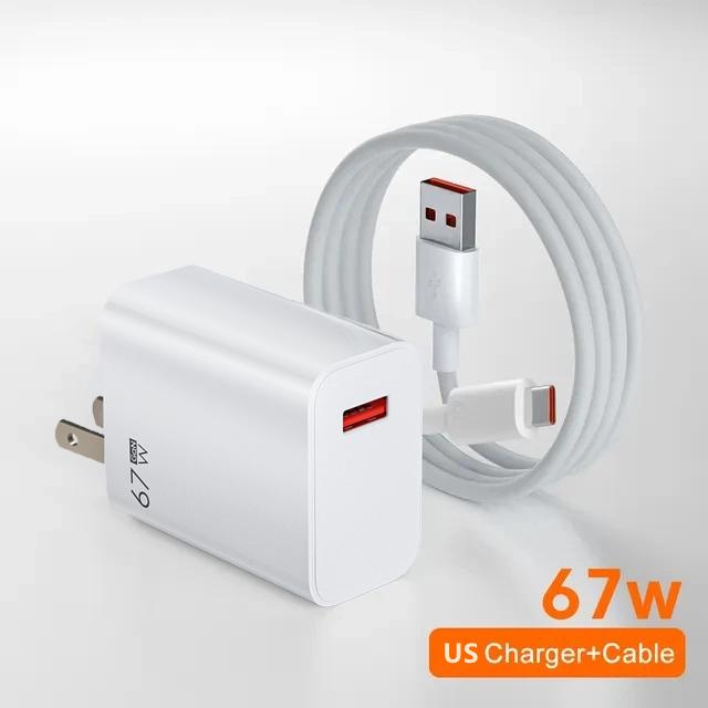67W GaN Fast USB Charger 6A USB Type C Quick Charging Data Cable for Xiaomi 15 14 13 12 11 10 Ultra Redmi Note12T 13 Pro Turbo